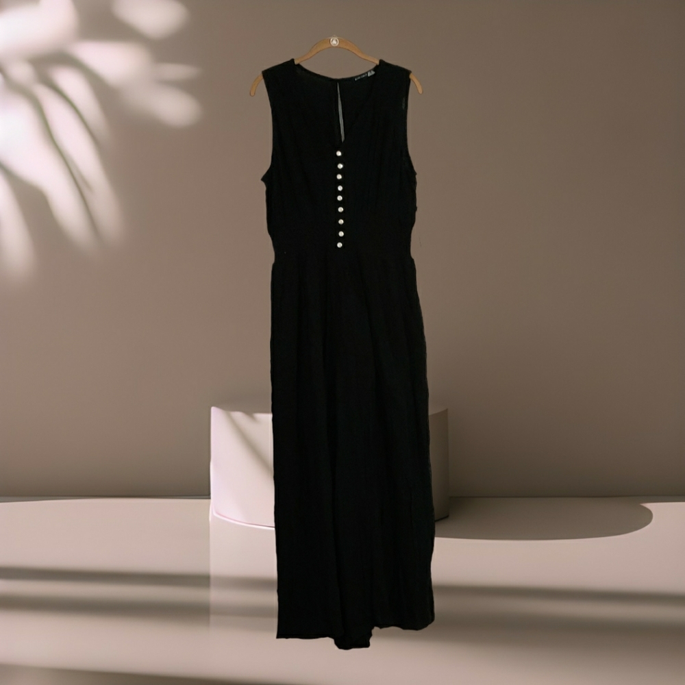 Black Tape Sleeveless Jumpsuit